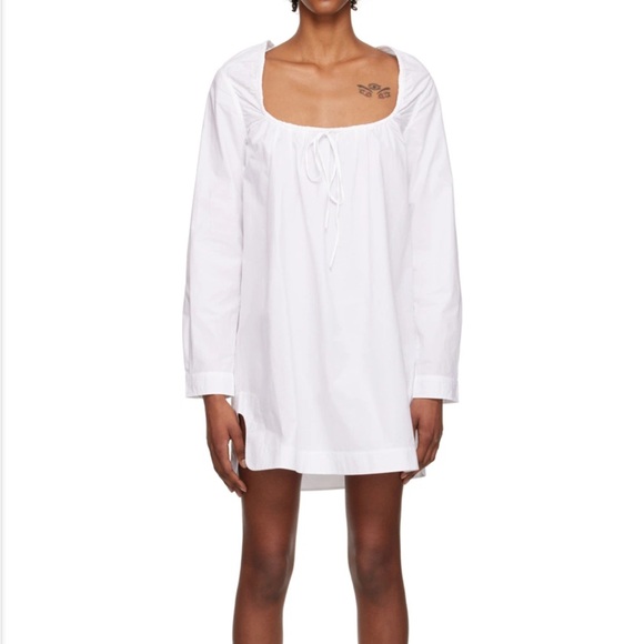 NEW NWT Ganni White Square Neck Mini Dress - Picture 2 of 6